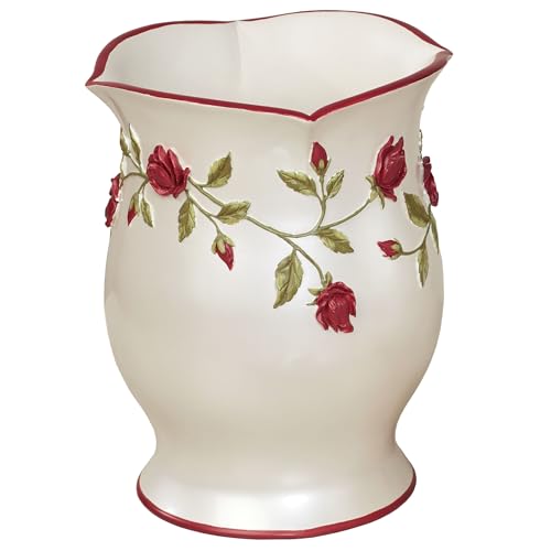 Image of Touch of Class Vining Rose Wastebasket Pearl