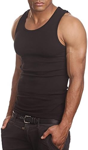 Men's A-Shirt Muscle Tank Top Gym Work Out Super Thick 3 PACK (3X-Large, Black)