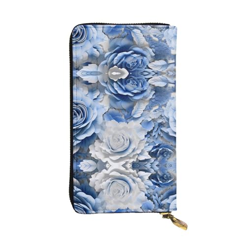 Portefeuille en cuir pour voyage portable et chic avec motif fleuri imprimé roses