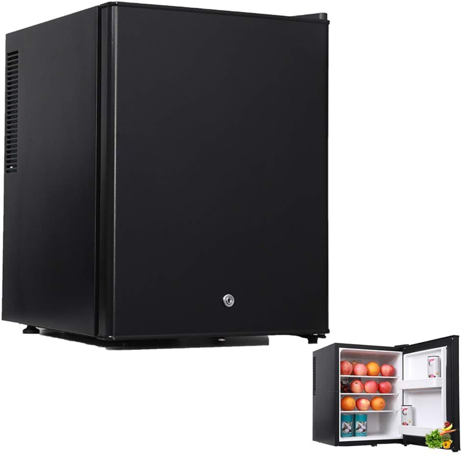 Congelador Vertical con Cerradura De Puerta, Congelador Vertical Compacto De Una Sola Puerta, Mini Nevera De Mesa para Oficina, Dormitorio O Apartamento, Black, Glass Door