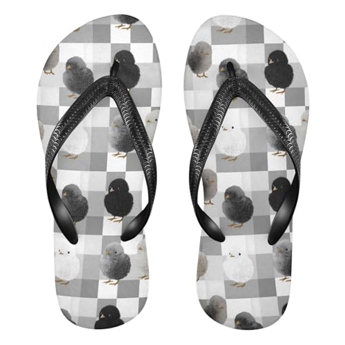 Flip Flop Sandals Grey Birds Print for Women Men Beach Outdoor XS