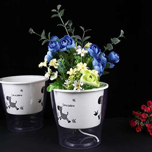 Doitool Small Terrarium 2Pcs Self Watering Planter Pot Square Lazy Flower Pot Home Decor Container For Succulents African Violets ((Super Large Size Zebra Pattern) Round Glass Vase #TOP5