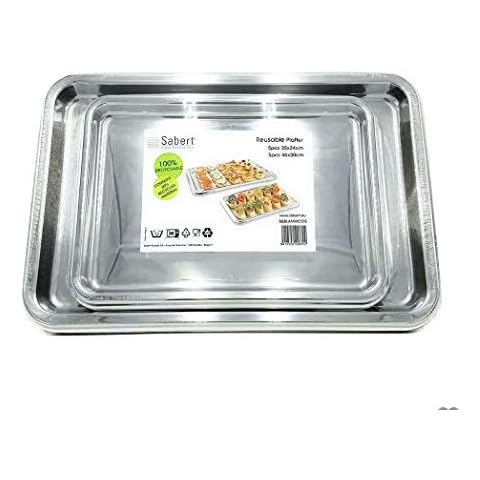 Sabert Silver Rectangular Party Serving Platters Cover