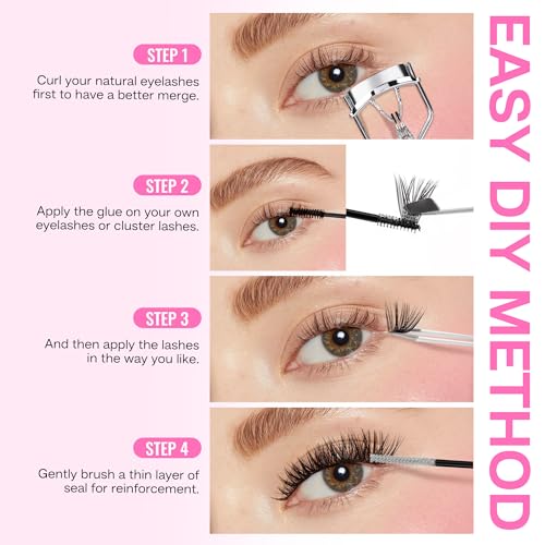 Image of CALAILIS Lash Clusters 168Pcs D Curl Individual Lashes 56D-10-16Mix Cluster lashes Natural Look Eyelash Clusters Super Thin Band and Soft DIY Lash Extension at Home (56D-10-16MIX)