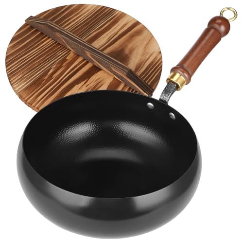 Wok de Hierro Fundido con Base Plana y Mango de Madera miniatura 4