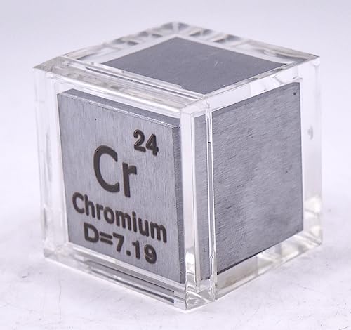 Image of 1 inch 25.4mm Chromium Metal Cube Cr up to 99.9% Pure Periodic Table Element Engraved Density Collection Science Education Display Block Cube + Acrylic Case Box - 1PC