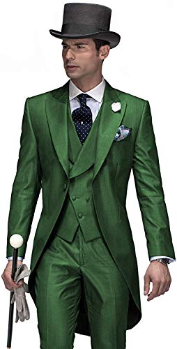 Mens Blazer Slim Fit 3 Piece Suits Long Tailcoat Tuxedos Jacket Formal Suit Tail Banquet Party Coats Outerwear