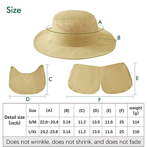 Zowya Outdoor Uv Sun Fishing Hats For Women Men Wide Brim Bucket Hat With Face & Neck Flap Cover Waterproof Wax Yellow thumb #5