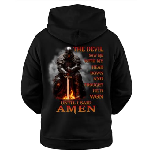 ATMTEE The Devil Saw Me With My Head Down Hoodie Sweatshirt, Christian Sweatshirt for Men, Knight Templar Sweatshirt A07