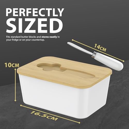 ZENO Butter Dish with Lid | Ceramic Butter Dish with Knife | Large 600ml Capacity | Double Silicone Seal & Airtight Lid | Keeps Butter Fresher for Longer | Fits All Types of Butter - Image 5
