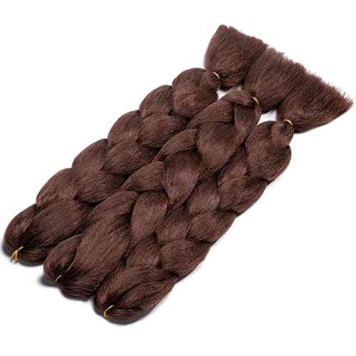 Gairyan Braiding Hair Extensions Ombre Jumbo Braids Synthetic Hair 3 Packs 24 inches 300g Coloured Hair for Braiding Extensions Box Braids Crochet Twist (Dark Auburn) - Image 4