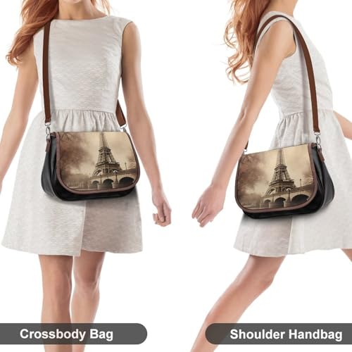 Vintage Paris Eiffel Tower Crossbody Bag Anti-Theft Side Shoulder Bags Adjustable Leather Messenger Bag Unisex4