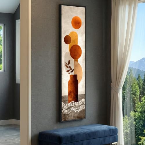 Cuadro de jarrón rústico para un salón minimalista y natural de 20x60cm