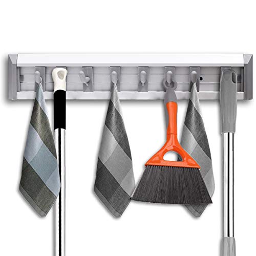QHGC QIANHAI GANGCANG SMHY Mop Broom Holder Wall Mount and Garden Tool Organizer,Closet Storage, Kitchen Rack, Home Organization and Garage Organizer (The Parts can be Split and DIY MIX)
