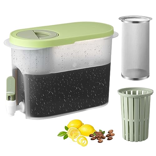 HAKFOO Cold Brew Coffee Maker Iced Coffee Maker, 3/4 GallonPolypropylene Iced Tea Maker with Ultra-Fine Mesh Steel Filter and Spigot, Cold Brew Coffee Pitcher, for Iced Coffee, Lemonade, Fruit Drinks