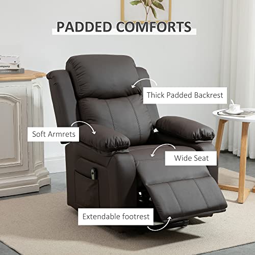 Homcom Living Room Power Lift Chair, Pu Leather Electric Recliner Sofa Chair For Elderly With Remote Control, 3 Positions, Side Pockets, Extended Footrest, Brown #TOP6