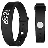 TrrtDo LED Digital Sport Watch Waterproof Fitness Tracker with Pedometer Calorie Counter Vibration Alert USB Rechargeable Silicone Wristband for Men Women (Black)