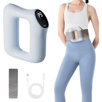 ACAREY Multifunctional Full Body Fascia Ring 8 Speeds Silent Vibration Fascia Ring Silicone with Adjustable Strap USB Charging Fascia Massager for Back Waist Blue