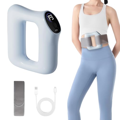 ACAREY Multifunktionaler Ganzkörper Faszienring, 8 Geschwindigkeiten Silent Vibration Faszienring Silikon mit Verstellbarem Gurt, USB-Aufladung Faszien-Massagegerät, für Rücken,Taille (Blau)