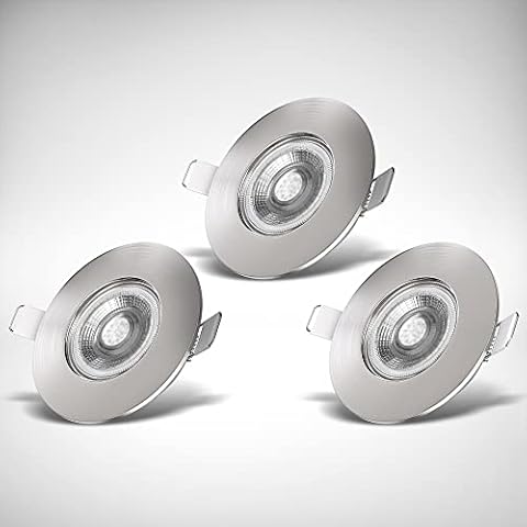 B.K.Licht Set of 3 Bathroom recessed LED spotlights, Ultra-Thin, Ceiling Cut-Out Ø68mm/2.6in, Built-in 5W LED modules, 460Lm, Warm White Light 3000K, IP44 Ceiling Spots, no Transformer Required 230V Cover