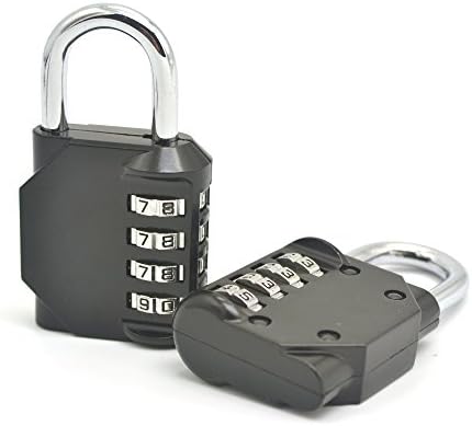 Combination Lock 4 Digit Padlock for School, Employee, Gym and Sports Locker, Case, Toolbox, Fence, Hasp Cabinet & Storage （2 Packs） (black)