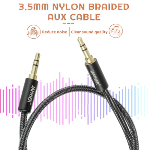 Cable auxiliar Jack 3.5mm macho a macho 0.5 m nylon miniatura 5