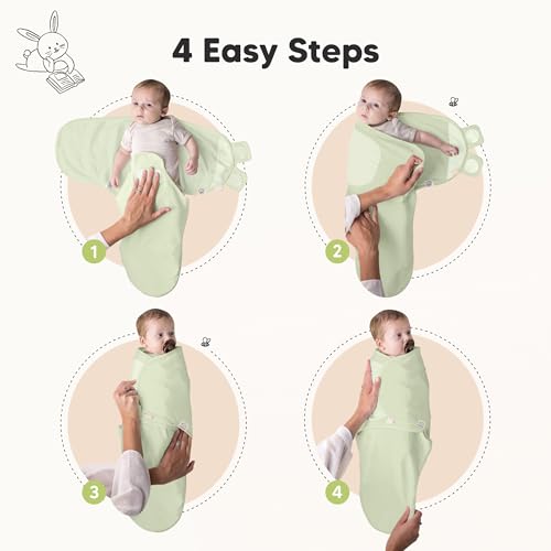 Image of 3-Pack Organic Baby Swaddle Sleep Sacks - Swaddles for Newborns, Infant 0-3 Months, Baby Girls, Boys, Soft & Snug Newborn Sleep Sack, Nursery Swaddling Blankets (Ripple, OS)