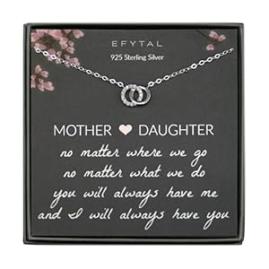 EFYTAL Sterling Silver Mother Daughter Necklace, Sentimental Jewelry Gifts for Mom and Daughter