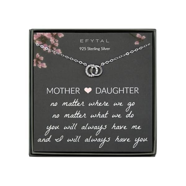 EFYTAL-Mom-Gifts-925-Sterling-Silver-Small-CZ-Interlocking-Circles-Necklace-for-Mother-Daughter-Necklaces-for-Women-Best-Birthday-Gift-Ideas-Pendant-Mothers-Jewelry-For-Her-Mothers-Day EFYTAL Sterling Silver Mother Daughter Necklace, Sentimental Jewelry Gifts for Mom and Daughter