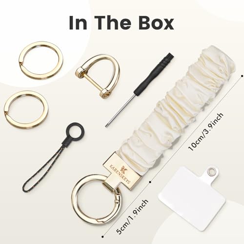 Image of Scrunchie Keychain Wristlet, Key Chain for Car Keys with D Ring, Stretchy Phone Charms with Tether Tab for Women.