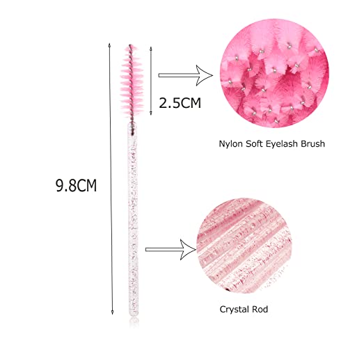 2. Bild von Fenshine Wimpernbürste, leichte Einweg-Mascara-Stäbe, lange Wimpernbürste für Wimpernverlängerungen, Augenbrauenkonturierung und Make-up (200 Stück, Rosa)