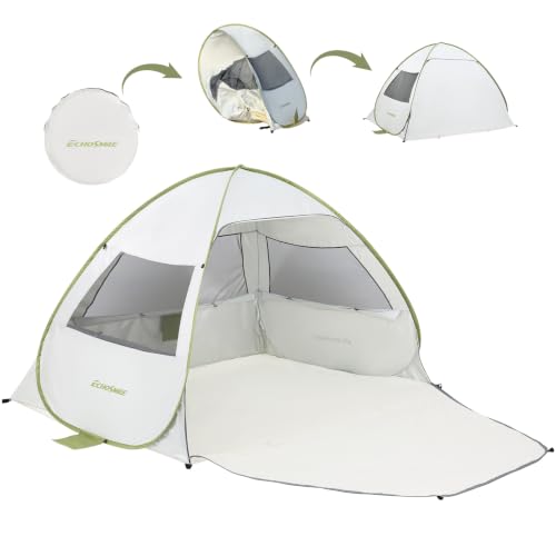 Image of EchoSmile Pop Up Tent for 4 Person Family, Beach Tent Sun Shelter with UPF 50+ UV Protection & Waterproof, Lightweight & Easy Automatic Setup Portable Cabana for Outdoor Travel (Green)