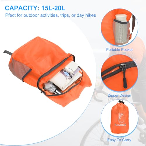 Mochila ligera plegable deportiva 15L-20L naranja miniatura 3
