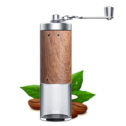 Elinala Kaffeemühle Manuell, Kaffeemühle Hand, Edelstahl kleine Haushaltskaffeemühle mit Holzmaserung zum Mahlen von Kaffeebohnen, Getreide, Gewürzen, Nüssen, Tabletten Cover