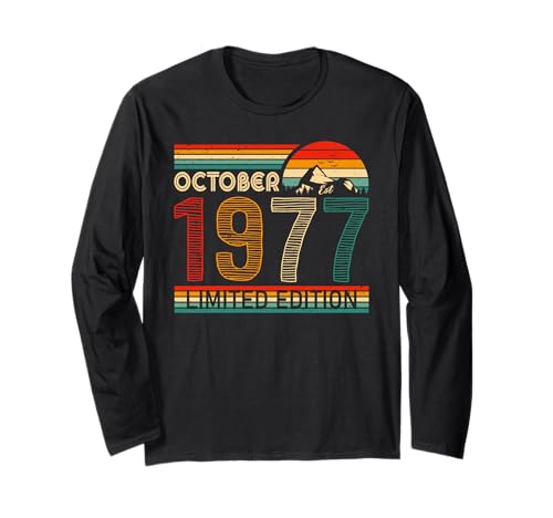 October 1977 Limited Edition Classic 1977 Vintage Birthday Maglia a Manica
