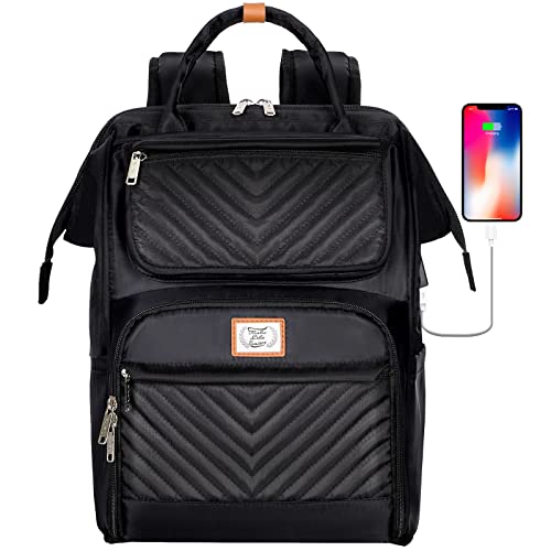 Lekespring Mochila Viaje Cabina Avion 40x20x25 | Mochila Mujer con Gran Abertura y Múltiples Bolsillos - Mochila Portatil 15.6 Robusto e Impermeable - Mochilas Hombre con Puerto de Carga USB - Negro Cover