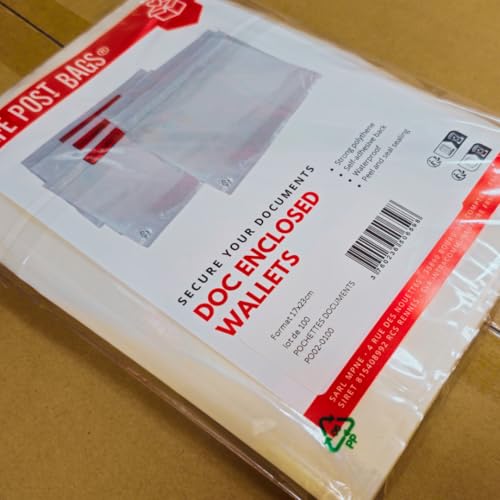 100 selbstklebende Dokumententaschen Lieferscheintaschen Transparent klar (225x166mm A5)