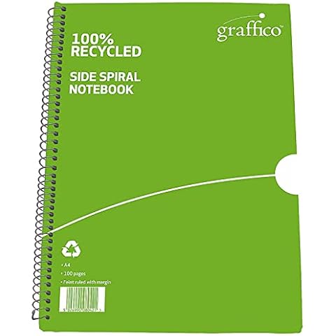GRAFFICO A4 Recycled Spiral Bound Feint Ruled 100 Pages Notebook Cover