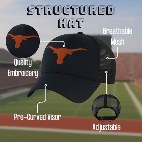 Gorra Trucker Negra con Logo Bordado Texas University miniatura 4