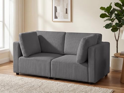 Arcrinte 66.9'' Loveseat Sofa Couch, 2-Seater Convertible Modular Sofa Bed, Corduroy Modern Sofa Set...
