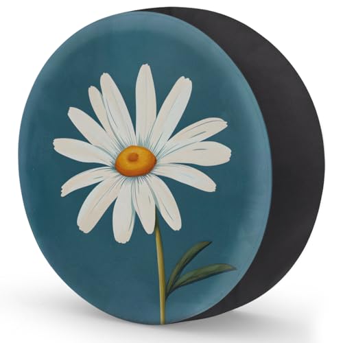 Image of Spare Tire Cover for RV Trailer, Flower Daisy Tire Covers Universal Fit for Travel Trailer Camper Jeep RV SUV Truck Waterproof Wheel Cover (16 inch for Diameter 29 inch - 31 inch)