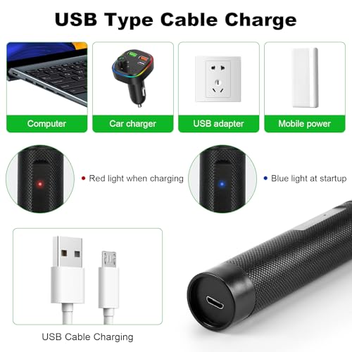 Image of Damflew Green Laser Pointer, USB Charging, Laser Beam with Starry-Sky Cap | Starry-Sky Patterns, Switch to a Single-Point Beam, for Hiking, Presentations & Outdoor Use (Professional-Grade Green Light)