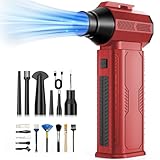 ZOAIVR Compressed Air Duster, 130,000RPM Ultra-Powerful Cordless Electric Air Duster with 8000mAh Rechargeable Battery, 4-Gear Adjustable Air Blower for Keyboard, Computer, Car, Home Cleaning - Red