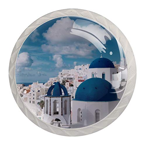 Yitian Santorini Lot de 4 boutons de meuble colorés Bleu ciel