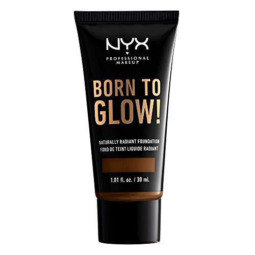 NYX PROFESSIONAL MAKEUP Born To Glow Naturally Radiant Foundation, mittlere Abdeckung, Walnuss