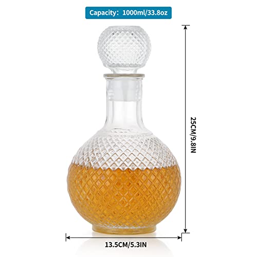MDLUU Glass Decanter with Airtight Stopper, 1000ML/33.8OZ Liquor Decanter Bottle for Wine, Whiskey, Brandy, Vodka (Sphere) - Thumbnail 3