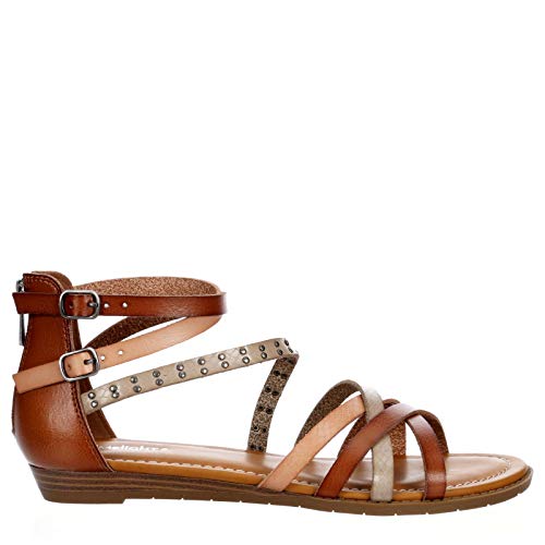 Limelight Vanya - Womens Open Toe Zip Up Gladiator Low Heel Ankle Strap Sandal Flat Brown, Size 11.0 Medium Width #TOP1
