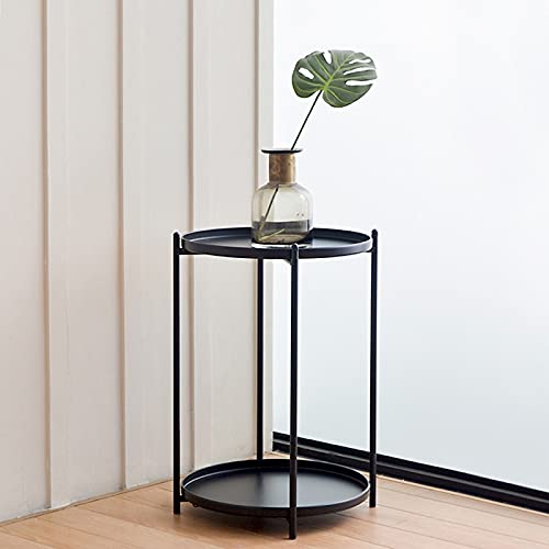 Tbgfpo Sofa Side Table Living Room Iron Corner Table Bedside Small Round Table (Color : Blue) #TOP4