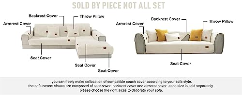 LINGKY Samt Sofabezug 1 2 3 4 Sitzer, L Form Sofaüberwurfe, Ecksofa Sofa überzug Pets Dog Couch überzug Anti-rutsch Sofaschutz, Ultra Weicher Sofaschoner (Beige,70x70cm/Quadrat)