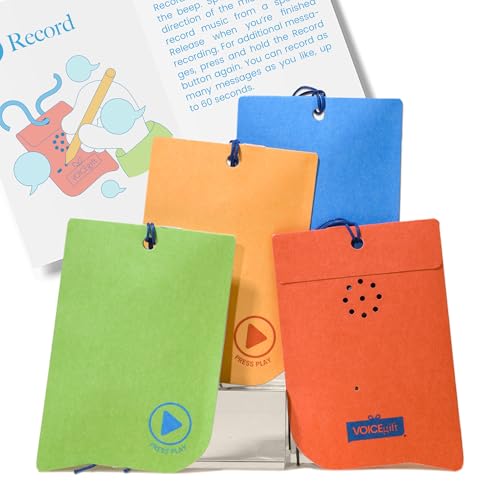 VoiceGift 60 Seconds Audio Recording GiftTag with String (Multicolor - Recordable Tag with String | 4 Pack)